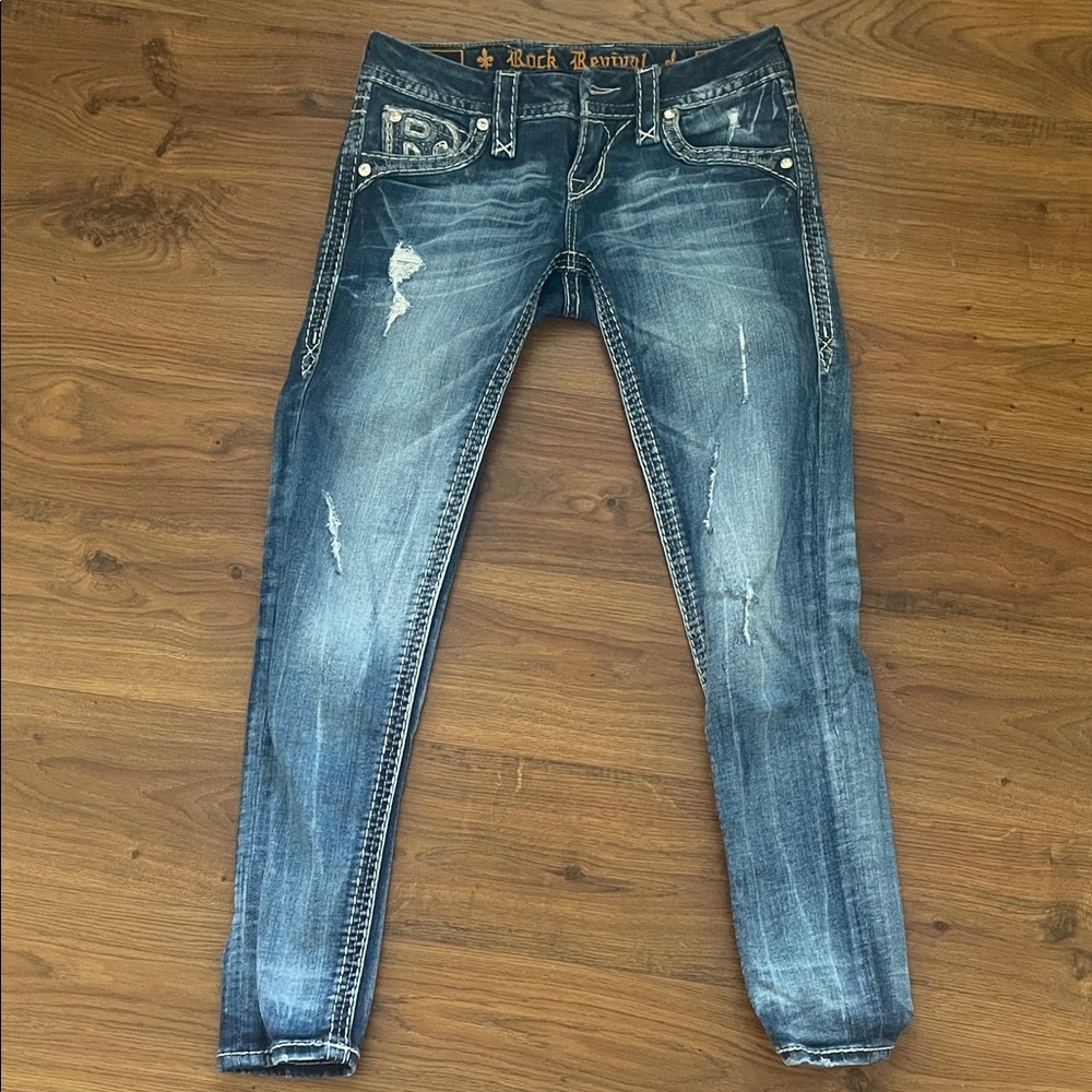 Rock Revival Women's Distressed Blue Skinny Jeans